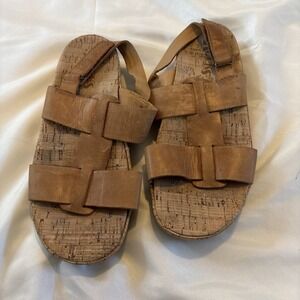 Kork Ease Korks Cork Slingback Sandals Tan Vegan Leather Women's Size‎ 7